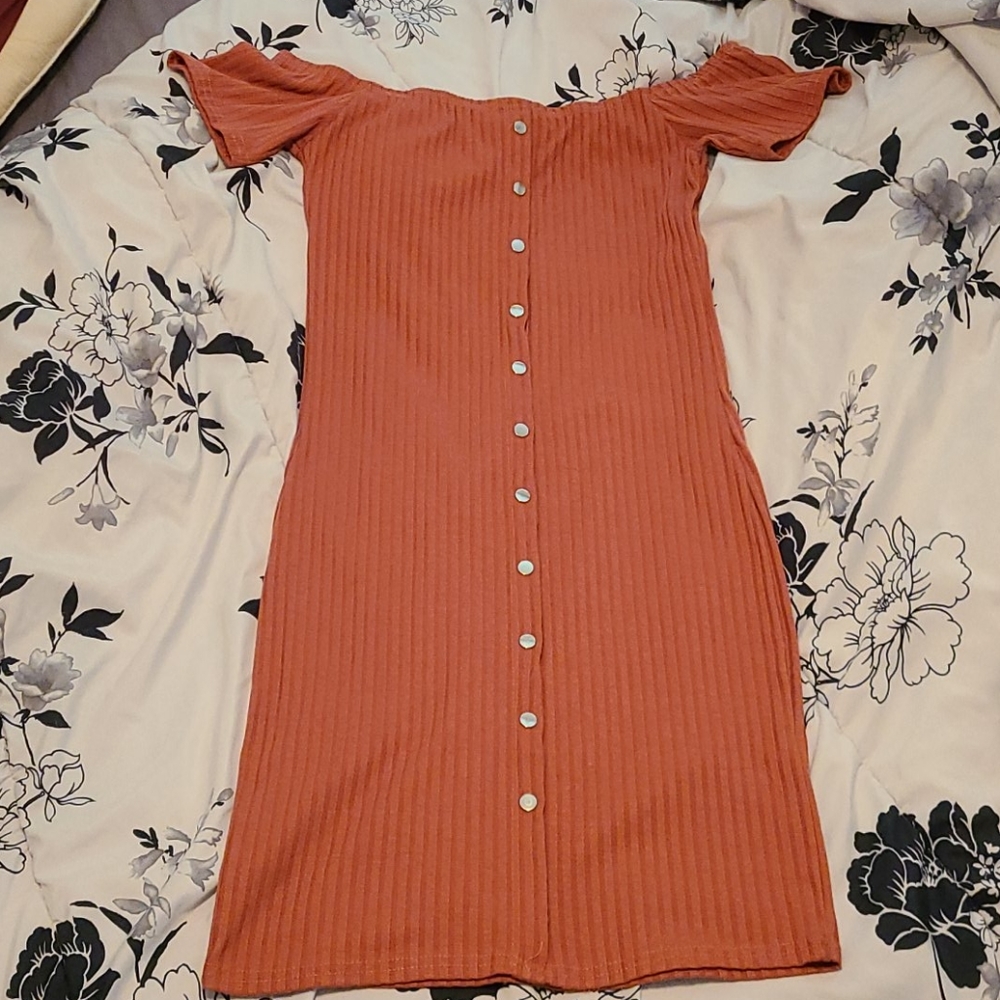 Off the shoulder button dress